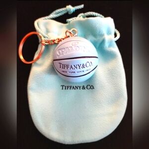 Teal Blue Tiffany Basketball Spalding Keychain With Pouch